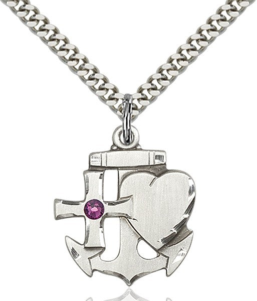 Faith Hope and Charity Pendant with Birthstone Option