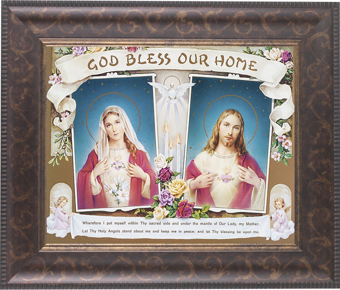 God Bless Our Home Sacred Hearts 8x10 Framed Print Under Glass