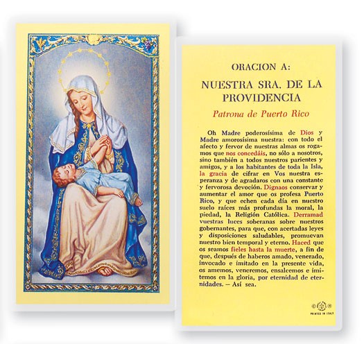 Oracion A Nuestra Senora De La Providencia Laminated Spanish Prayer Card