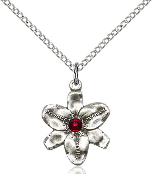 Small Five Petal Chastity Pendant with Birthstone Center