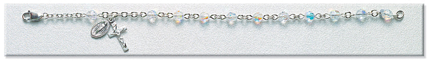Rosary Bracelet - Sterling Silver with 5mm Crystal Swarovski Beads