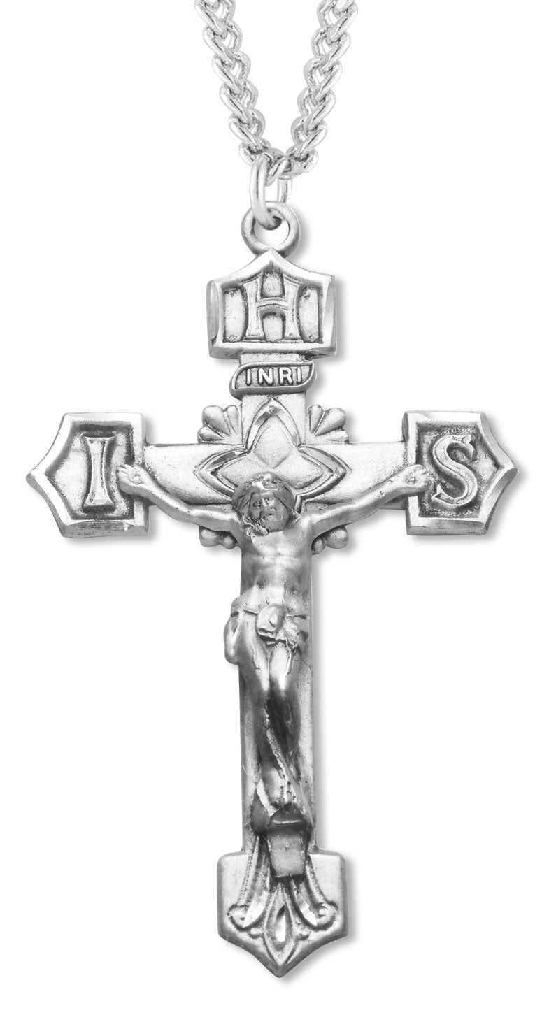 Crucifix Pendant with IHS Tips Sterling Silver
