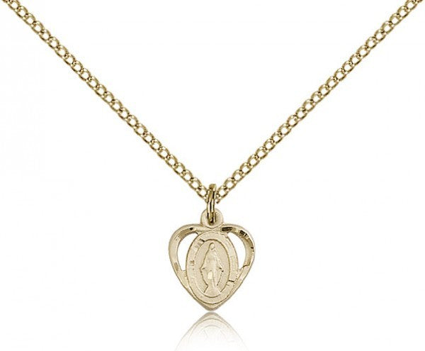 Miraculous Medal with Pink Heart Cutout