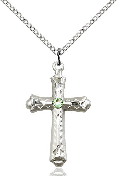 Matte Cross Pendant with Diamond Etching Birthstone Options