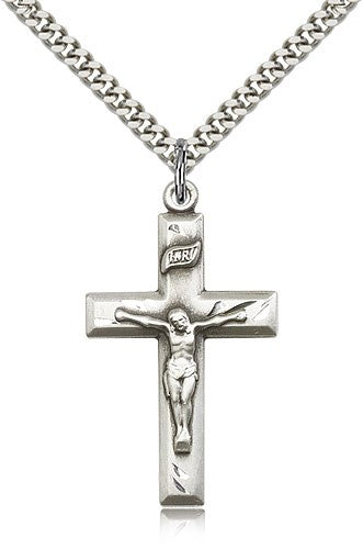 Classic Block Style Crucifix Medal