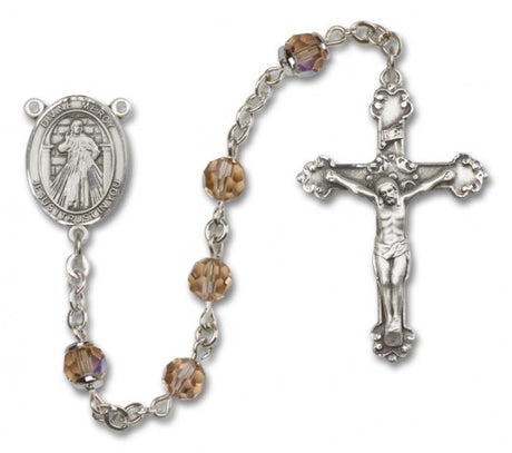 Divine Mercy Sterling Silver Heirloom Rosary Fancy Crucifix