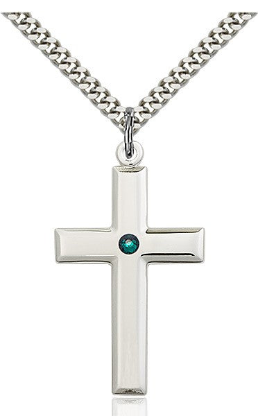 Large Plain Cross Pendant with Birthstone Options