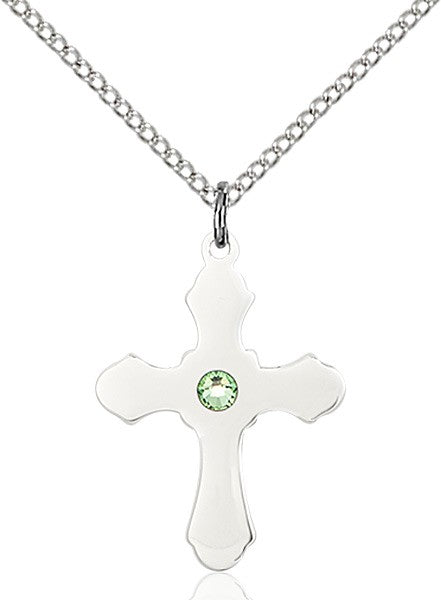 Medium High Polished Soft Edge Cross Pendant with Birthstone Options