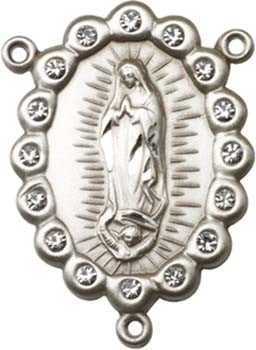 Our Lady of Guadalupe Sterling Silver Rosary Centerpiece