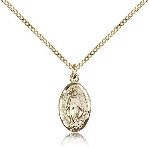 Oval Etched Border Miraculous Pendant for Women