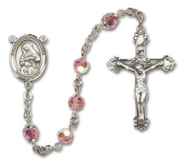 Our Lady of Providence Sterling Silver Heirloom Rosary Fancy Crucifix