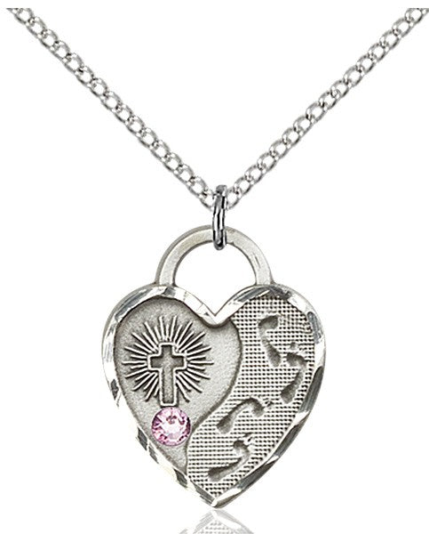 Heart Shaped Footprints Pendant with Birthstone Options
