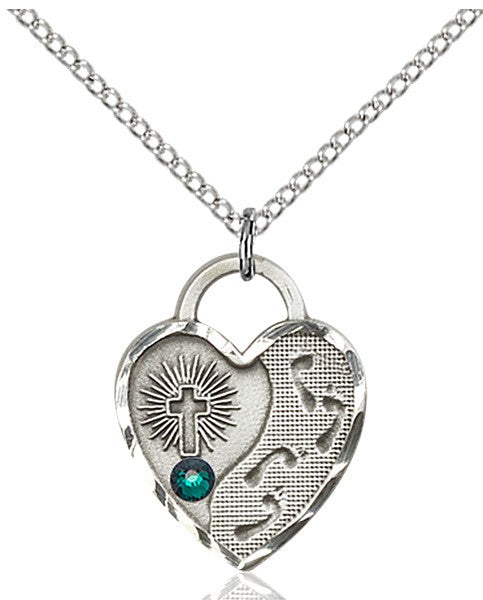 Heart Shaped Footprints Pendant with Birthstone Options