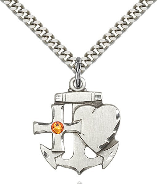 Faith Hope and Charity Pendant with Birthstone Option