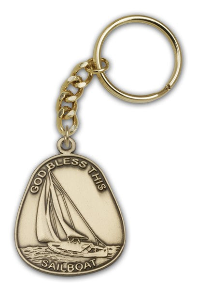 God Bless This Sailboat Keychain