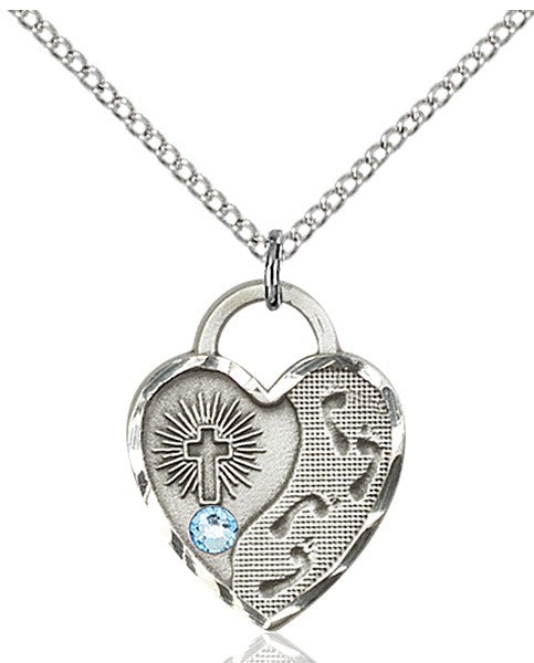 Heart Shaped Footprints Pendant with Birthstone Options