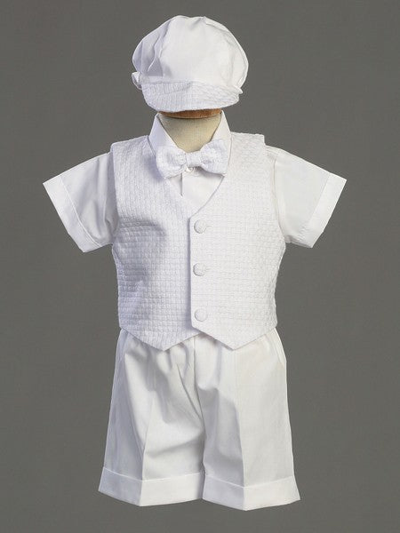 Dexter Polycotton Baptism Short Set with Basketweave Vest