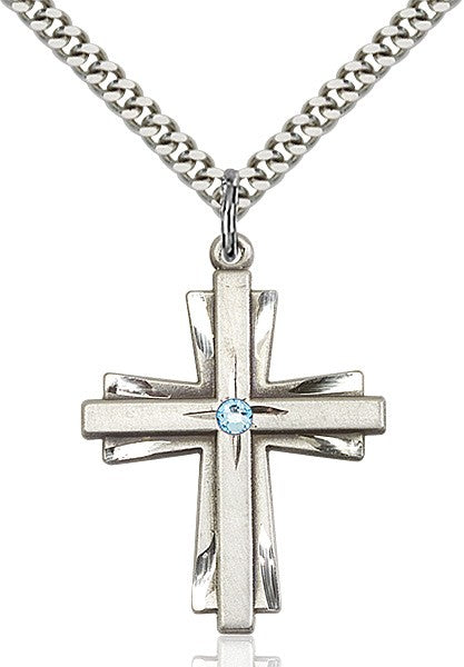 Large Women's Cross on Cross Pendant with Birthstone Options