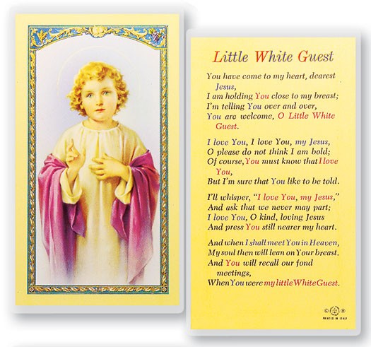 Little White Guest Christ Child Laminated Prayer Card