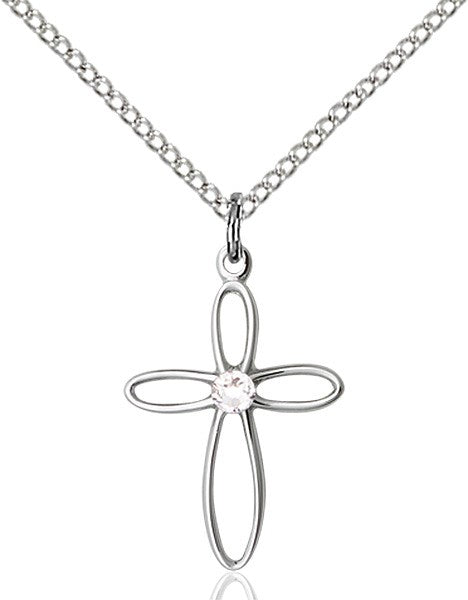 Cut-Out Cross Pendant with Birthstone Options