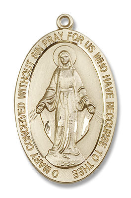 Men's Elongated Oval Miraculous Medal Necklace