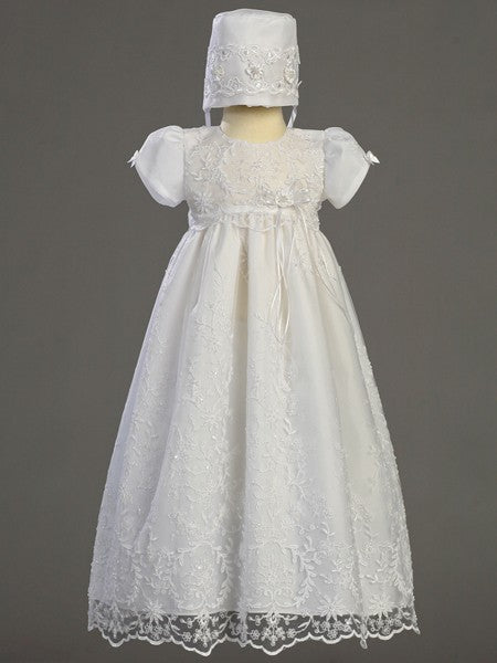 Sofia Embroidered Tulle Daylength Baptism Dress with Beadwork