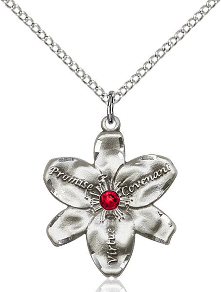 Large Five Petal Chastity Pendant with Birthstone Center