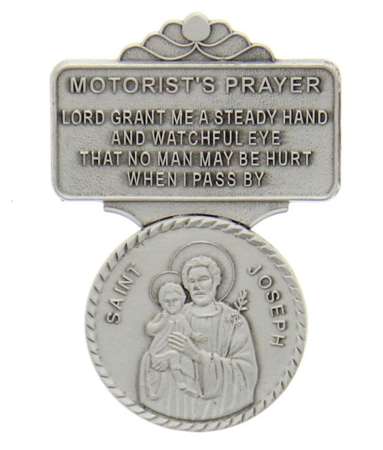 St. Joseph Motorist's Prayer Visor Clip, Pewter - 2 1/4'H