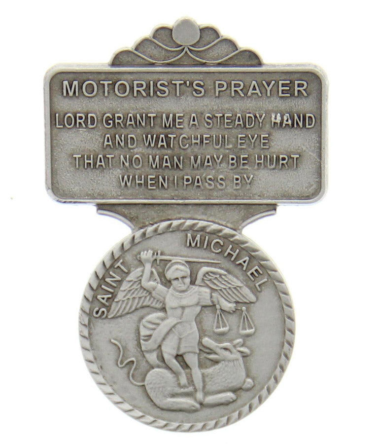 St. Michael Motorist's Prayer Visor Clip, Pewter - 2 1/4'H