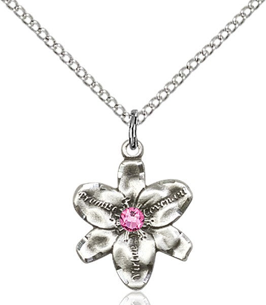Small Five Petal Chastity Pendant with Birthstone Center