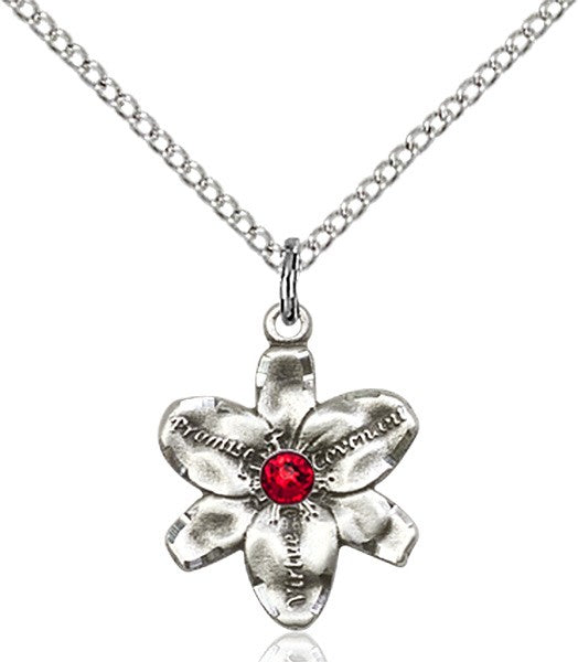 Small Five Petal Chastity Pendant with Birthstone Center