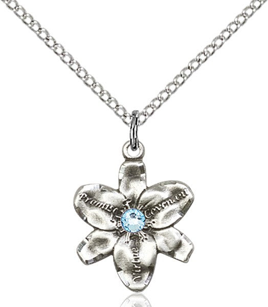 Small Five Petal Chastity Pendant with Birthstone Center