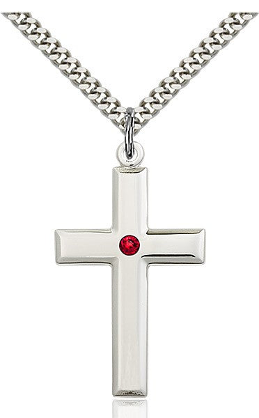 Large Plain Cross Pendant with Birthstone Options
