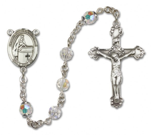 Blessed Emilee Doultremont Sterling Silver Heirloom Rosary Fancy Crucifix