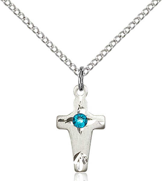 Square Edge Child's Cross Pendant with Birthstone Options