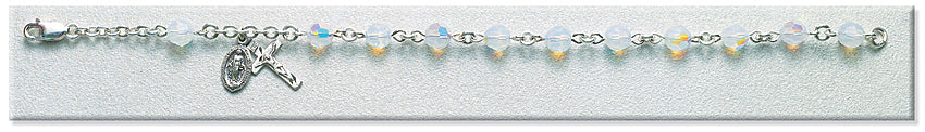 Rosary Bracelet - Sterling Silver with 6mm Violet Opal Austrian Crystal Beads