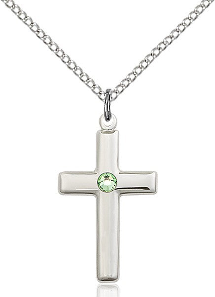 Simple Cross Pendant with Birthstone Options for Youth