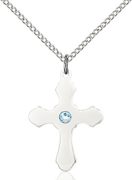 Medium High Polished Soft Edge Cross Pendant with Birthstone Options