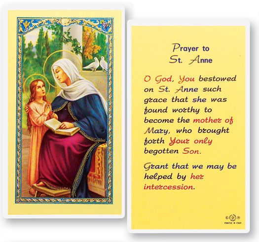 St. Anne Laminated Prayer Card