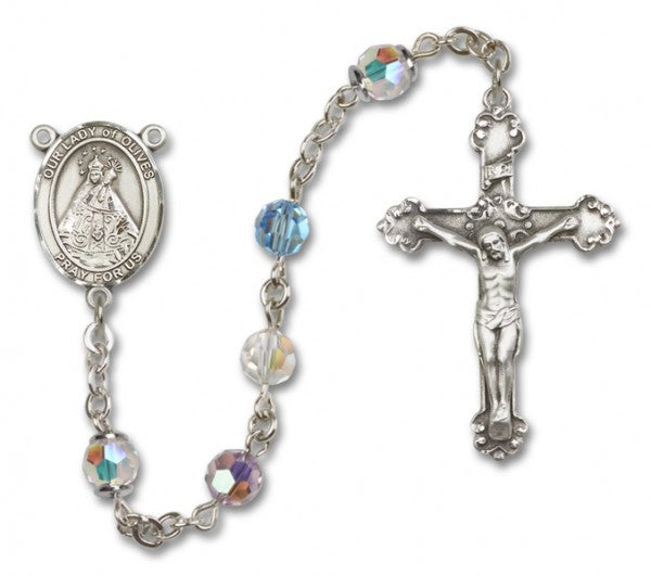 Our Lady of Olives Sterling Silver Heirloom Rosary Fancy Crucifix