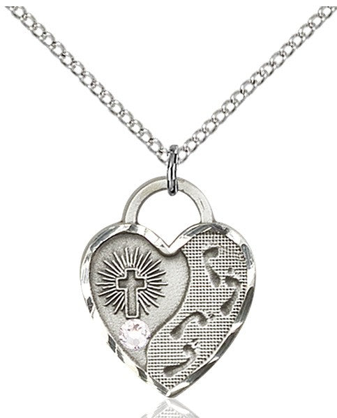 Heart Shaped Footprints Pendant with Birthstone Options