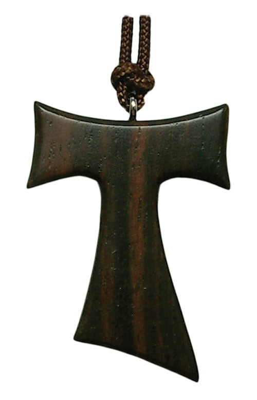 Wood Tau Cross Pendant 1 Inch