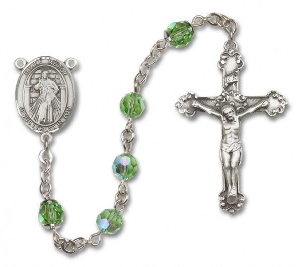 Divine Mercy Sterling Silver Heirloom Rosary Fancy Crucifix
