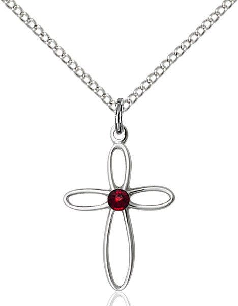 Cut-Out Cross Pendant with Birthstone Options