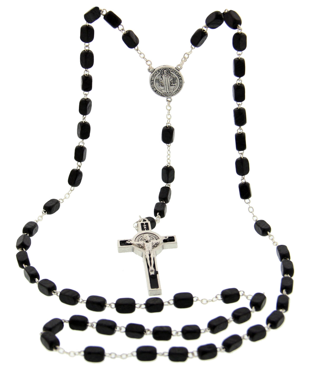 St. Benedict Black Wood Rosary 7mm for Men