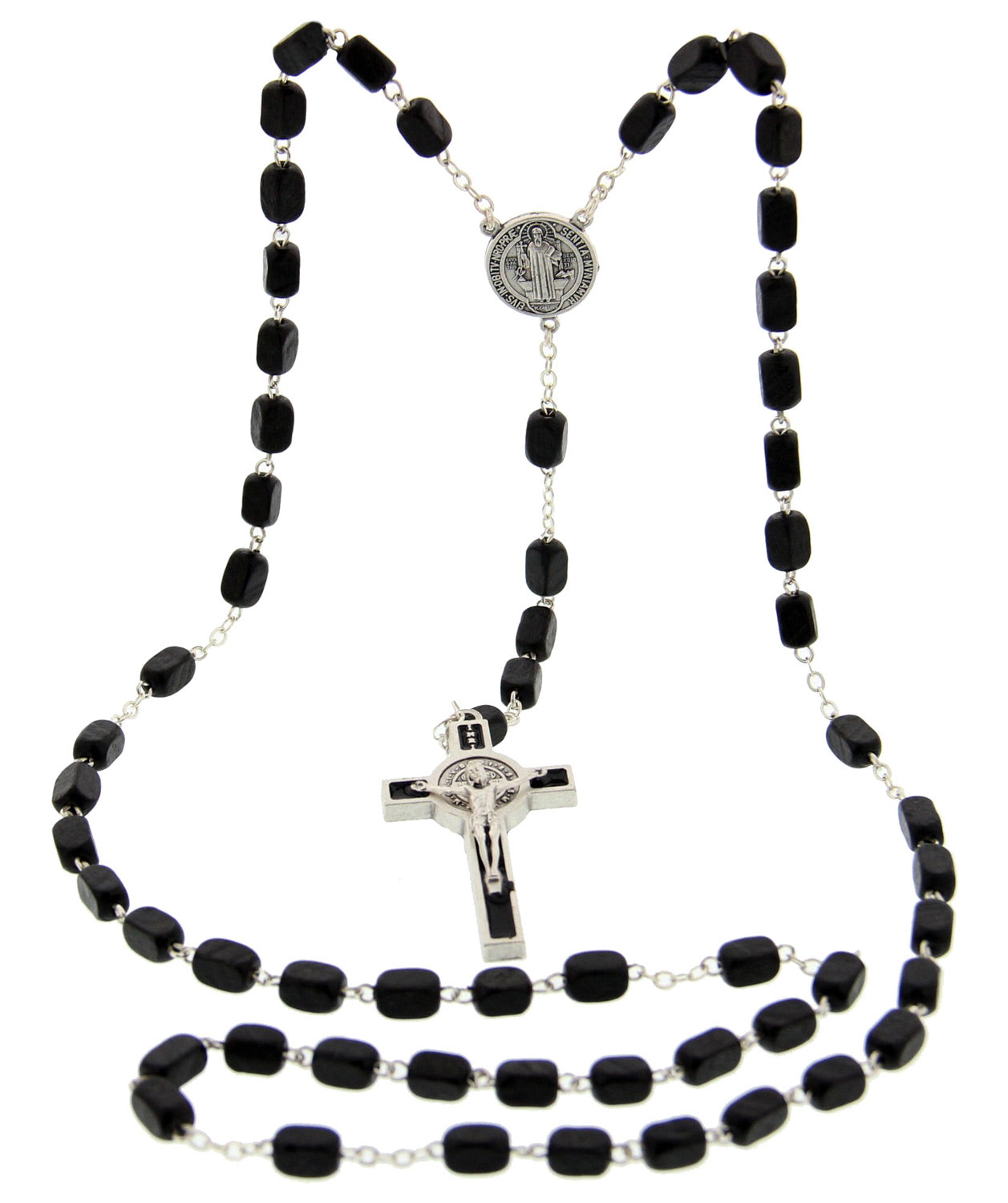 St. Benedict Black Wood Rosary 7mm for Men