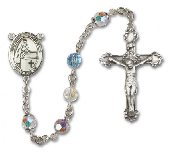 Blessed Emilee Doultremont Sterling Silver Heirloom Rosary Fancy Crucifix