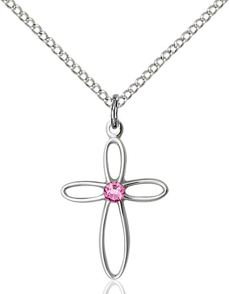 Cut-Out Cross Pendant with Birthstone Options