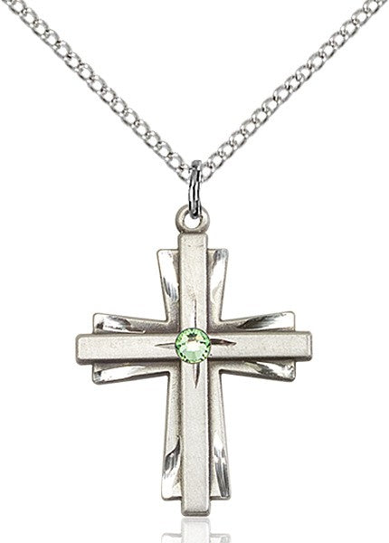 Cross on Cross Pendant with Birthstone Options for Women