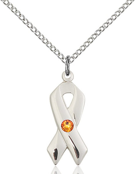 Awareness Ribbon Pendant with Birthstone Options